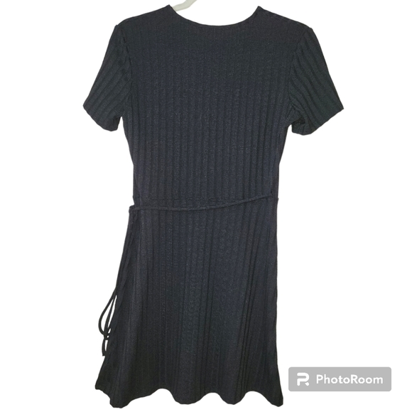 ZARA Trafaluc Ribbed Wrap Mini Dress, US M, Black, EUC - Picture 6 of 13